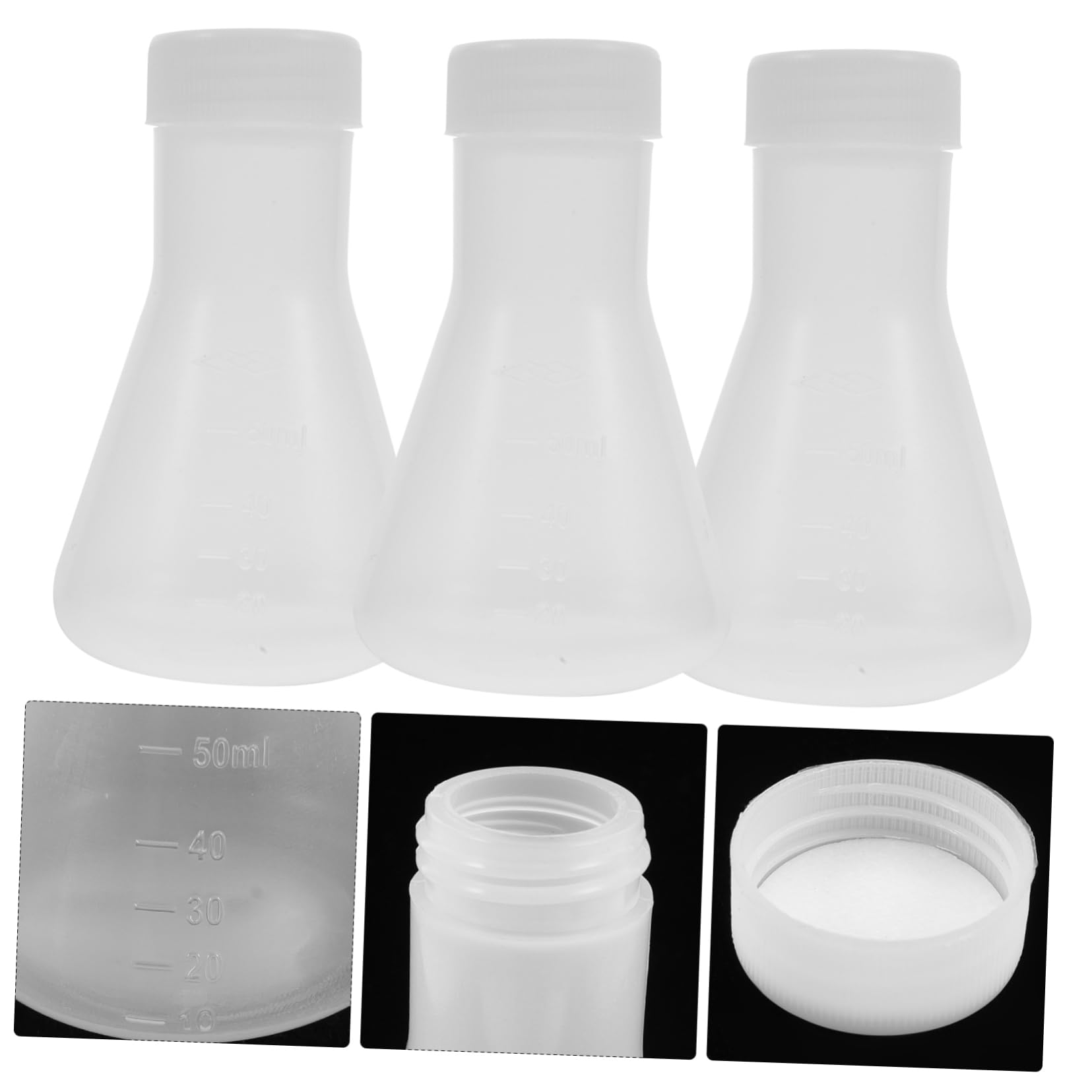 KICHOUSE 10pcs Science Flask Set Flask Lid 50ml Lab Beaker Cup Education Research