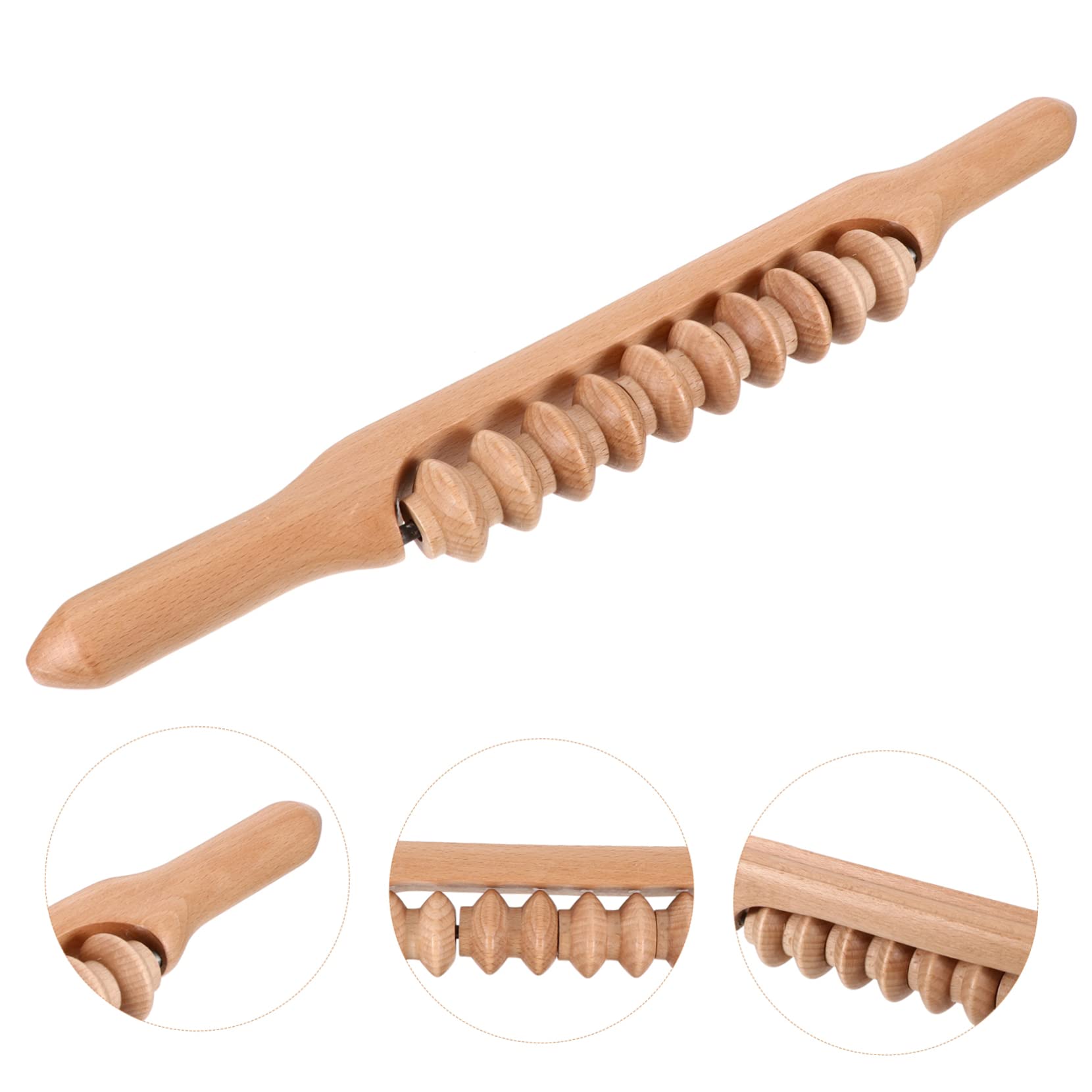 Holzrollenmassagegerät Massagestab für Beine und Schultern in Beige