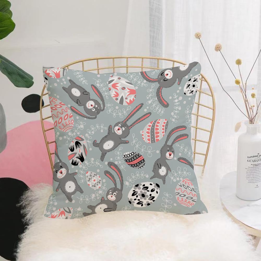 HYOSXW Cushion Cover,Throw Pillow Case Home Decorative for Living Room Bedroom Sofa Chair 16X16 Inch,Easter seamless with funny rabbits,Pillowcase 40X40cm