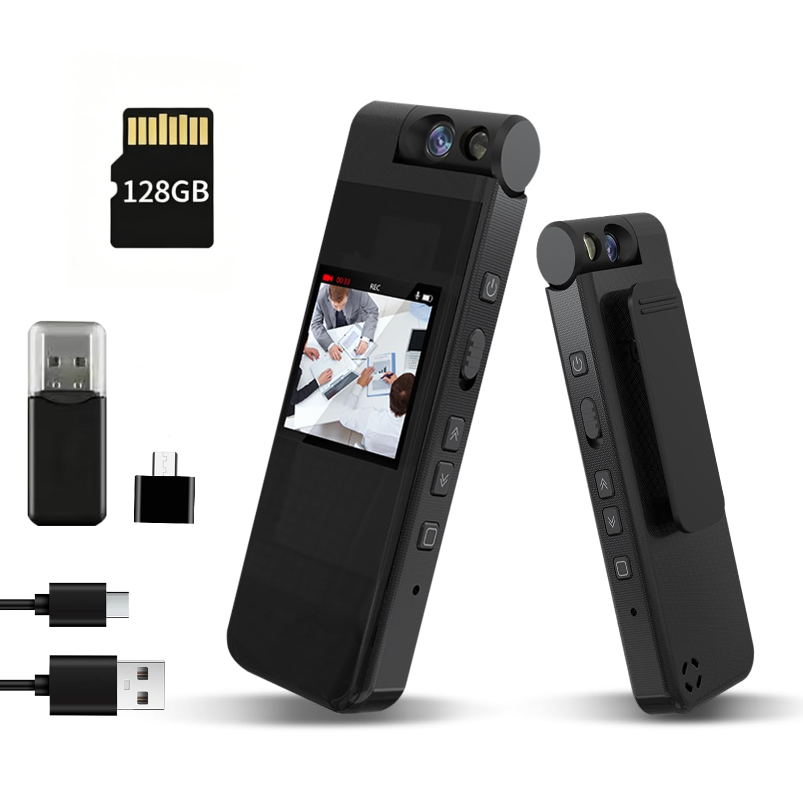 128GB Mini Body Camera with 180° Rotating Lens, 1080P HD Mini Body Cameras with Audio and Video Recording, Loop Record, 8 Hours Continuous Recording Camcorder for Security, Work, Travel-image-49