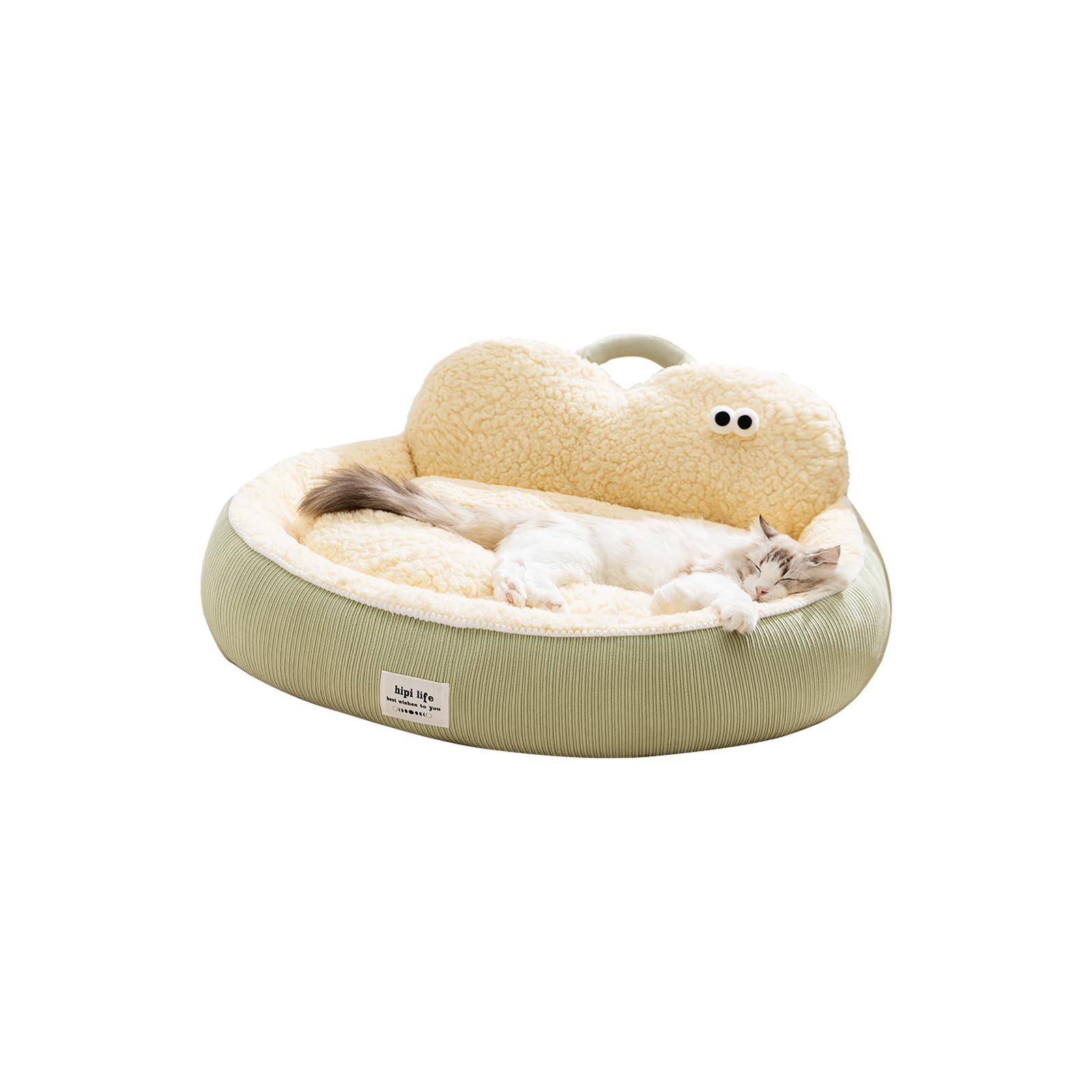 Galatée Cama Redonda Tipo Donut para Gatos, Cojín Lavable De Lujo para Perros, Sofá Mullido para Perros, Nido para Mascotas con Base Antideslizante(XL, Verde)
