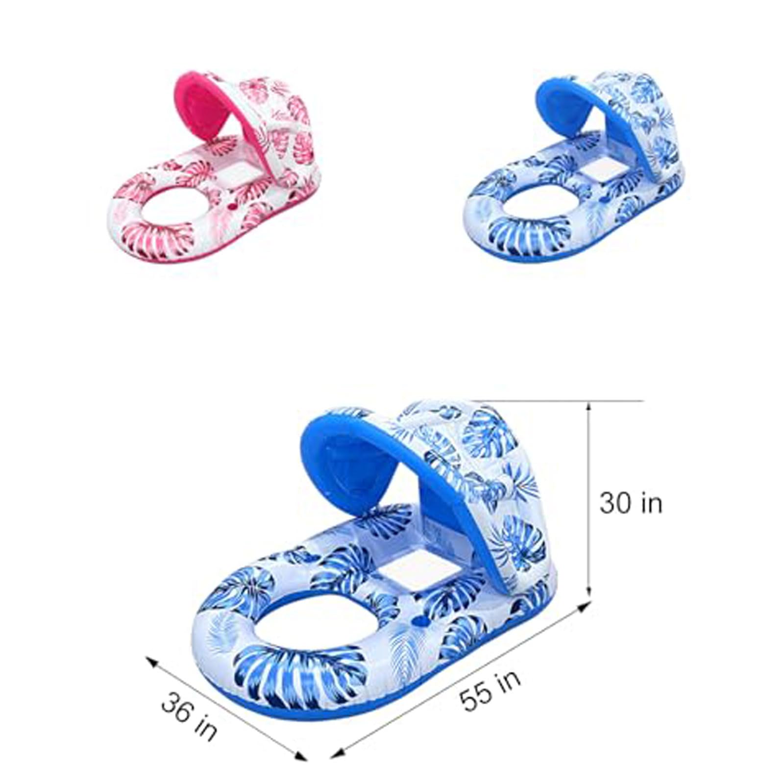 Hamaca Flotante para Piscina para Adultos 140 * 90cm,Colchoneta Piscina Hinchable con Capota Desmontable,Piscina Flotador de Agua con portavasos y reposapiés,para la Piscina Verano Playa