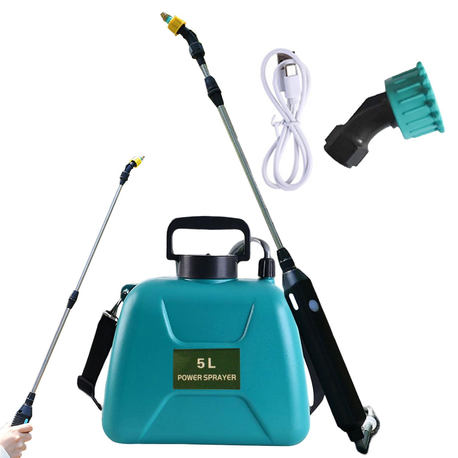 Pompa Irroratrice A Batteria, 5L Spruzzatore Elettrico A Batteria Per Piante Con 2 Bocchette E Tracolla Regolabile Impugnatura Ricaricabile USB Nebulizzatore A Pressione Da Giardino