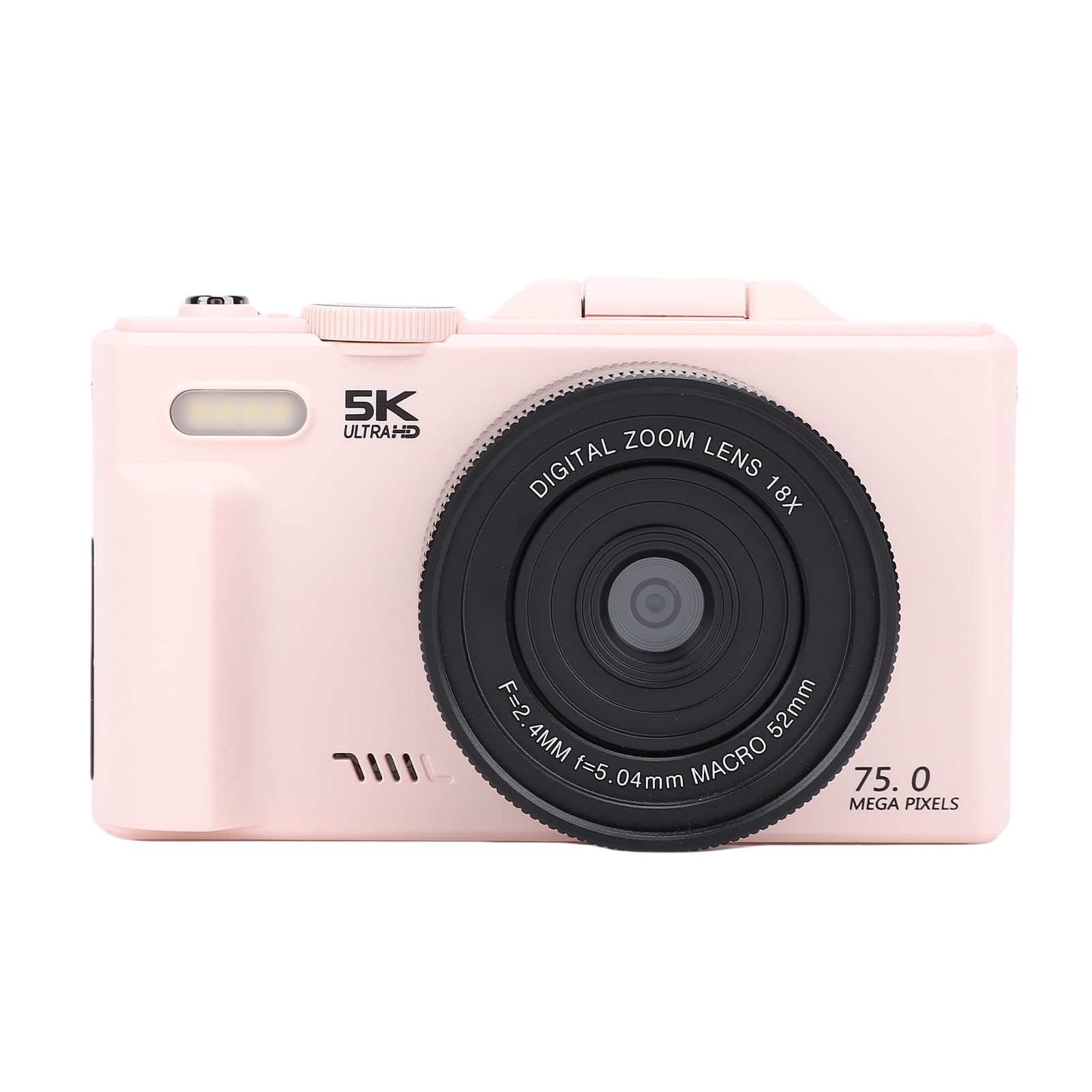 Tbest Fotocamera Digitale 5K WiFi Vlog Camera con Zoom Digitale 18X da 75MP Schermo Ribaltabile da 3 Pollici per Fotografie di Viaggio e Registrazione Video