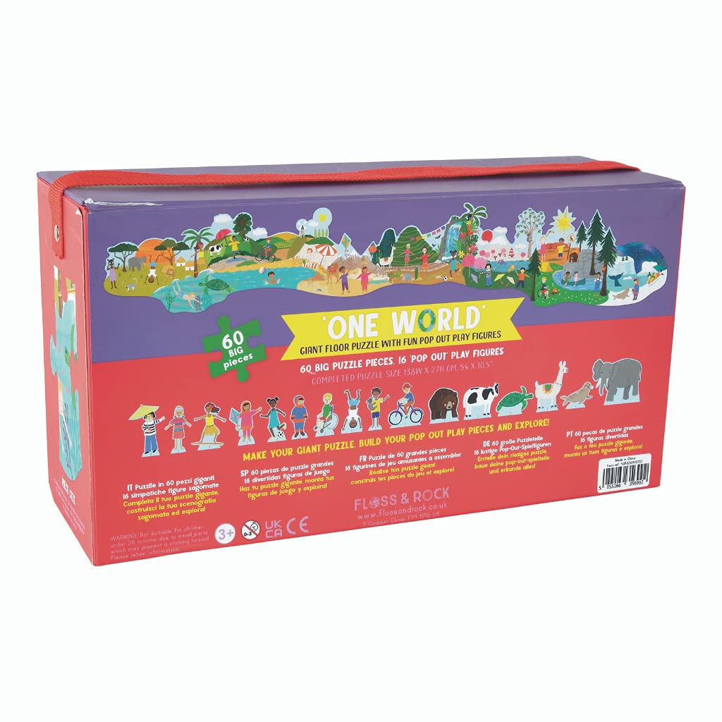 Floss & Rock Riesiges Boden-Puzzle mit ausklappbaren Figuren, 60 Stück, One World 43P6369