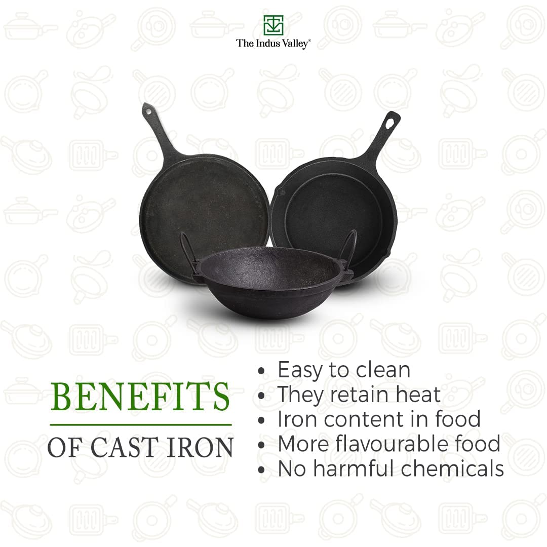 The Indus Valley Natural Cookware PreSeasoned Cast Iron Cookware Combo