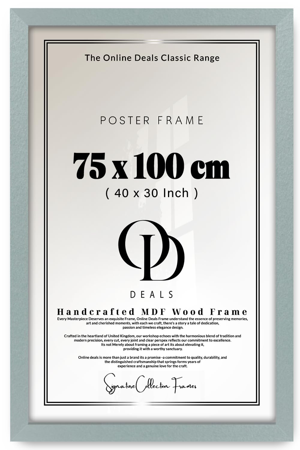 Od Deals Silver 75X100cm Poster Frame | Mdf Engineered Wood Finish Flat Profile Sawtooth Hangers | Wall Mounted Portrait Or Landscape Display | 29.5X39.3 Inch –