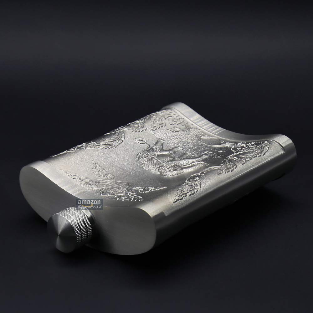 Oriental Pewter - Pewter Flask- Tin Hip Flask & Funnel Set