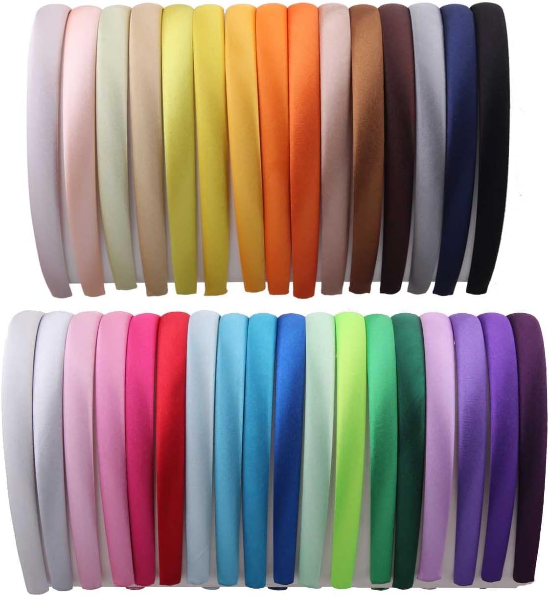 Diversa Satin Headbands for Girls and Women, 1.5 cm Width, 12 Pieces, Assorted Colours