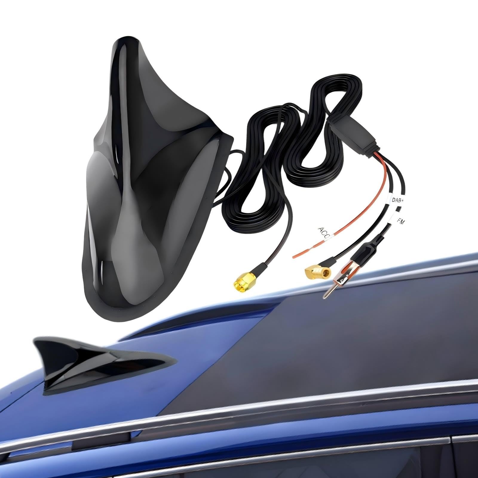 Antenne Requin Dab FM/AM GPS Amplifiée – 5m Câble SMB DIN SMA
