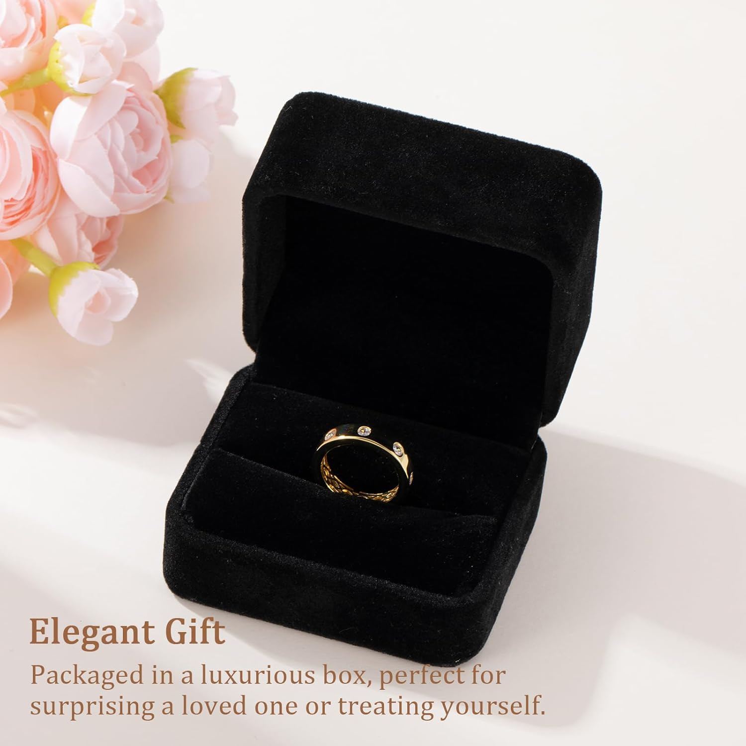 Moissanite Wedding Bands for Women 14k Gold Plated Eternity Engagement Ring 5mm Wide Non Tarnish Anniversary Birthday Day Gifts - Image 7