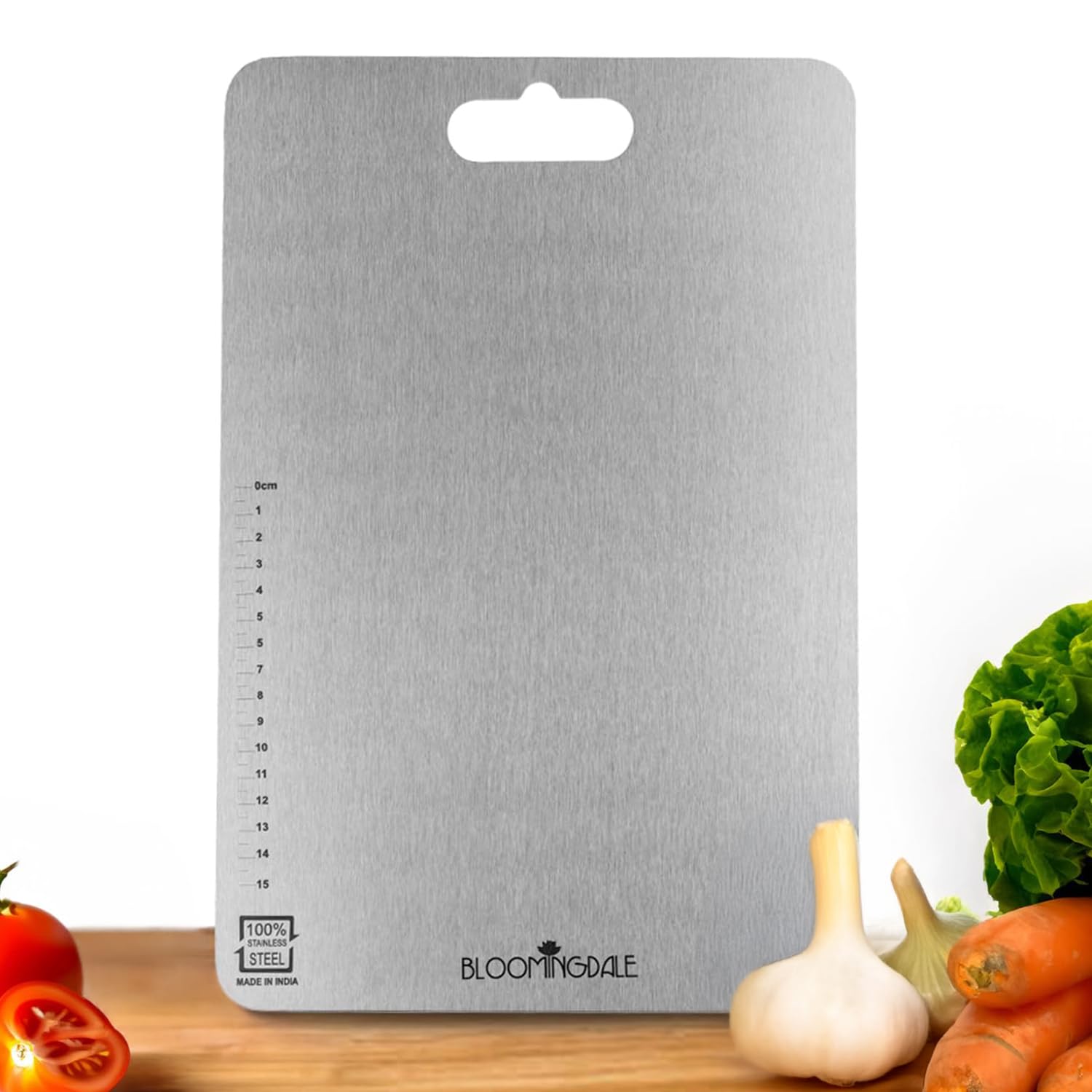 Bloomingdale Steel Chopping Board Heavy Duty Non Slip Chopping Board for Kitchen use, Steel Cutting Board for Vegetable, Fruits Stainless Steel Cutting Board Large (23cm X 22cm)