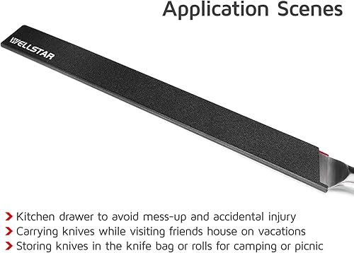 Miniatura 7 de WELLSTAR Juego de protectores de borde de cuchillo, 2 fundas universales de hoja de 14 pulgadas, sin BPA, fundas protectoras de hoja larga de ABS,