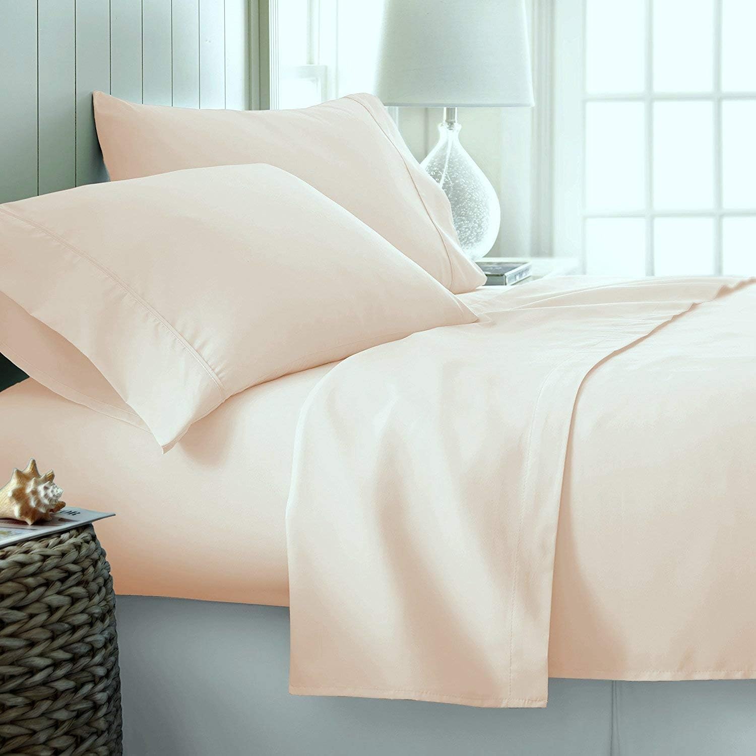 Lenzuolo con angoli per letto singolo, 100% cotone egiziano, 1000 fili, extra profondo, 30 cm, colore: avorio