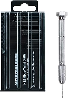 AUTOTOOLHOME Precision Pin Vise Copper Hand Drill Set with 20pc Micro Mini Twist Drill Bits Hobby Model Rotary Tool for Wood Jewelry Plastic PVC 0.3-1.6mm