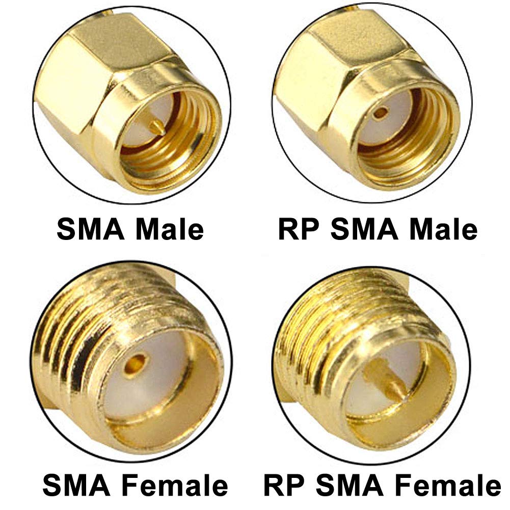 Kit de Conector SMA SMA Macho/Hembra a SMA Hembra/Hembra Kit de Adaptador coaxial RF para Antena WiFi Cable de extensión coaxial Dispositivo LAN inalámbrico SDR Dongle …