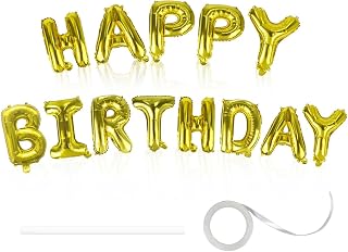 gold happy birthday balloons banner for party,16 inch Mylar Foil letters birthday sign,Repeat-use Blow-up Party Decor and Birthday Decorations Suitable for Women, Men, Boys, and Girl,and Adults