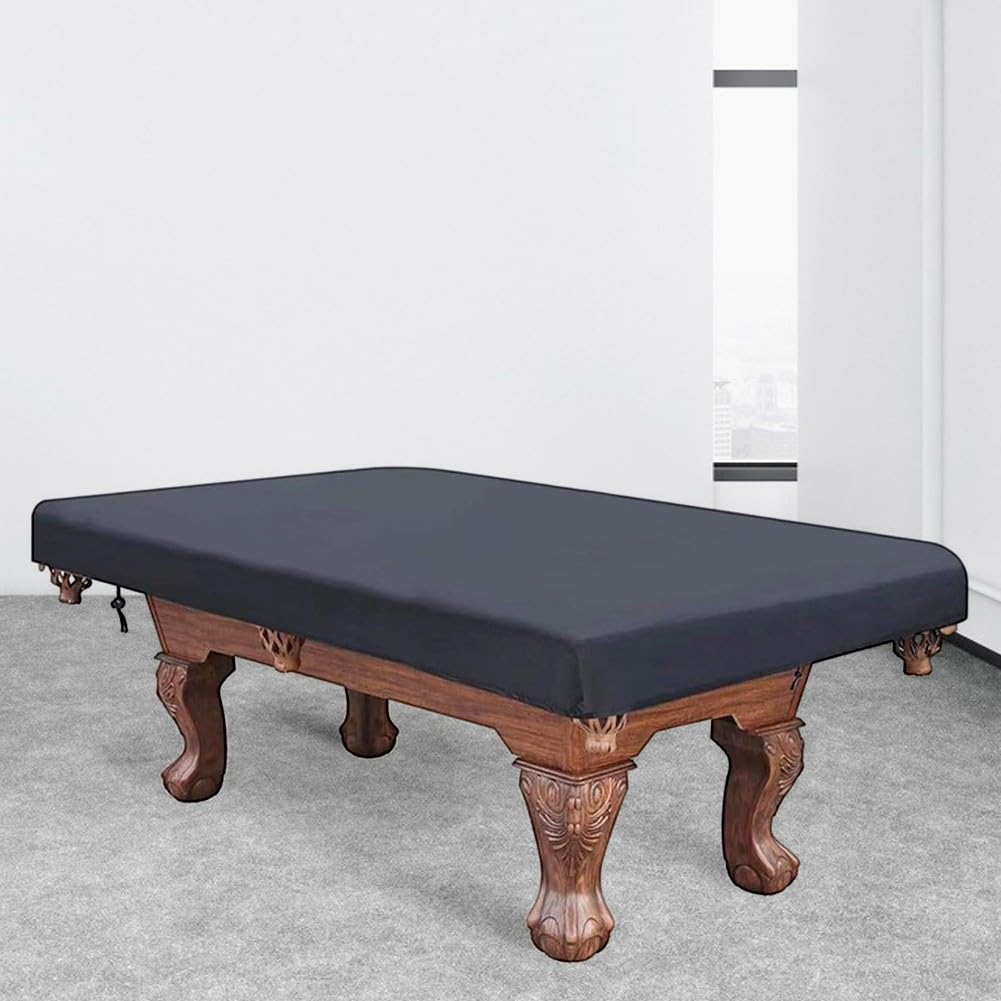 Housse de table de billard imperméable pour billard avec construction en polyester durable et cordon de serrage réglable - Protection durable - Noir - 2,1 m
