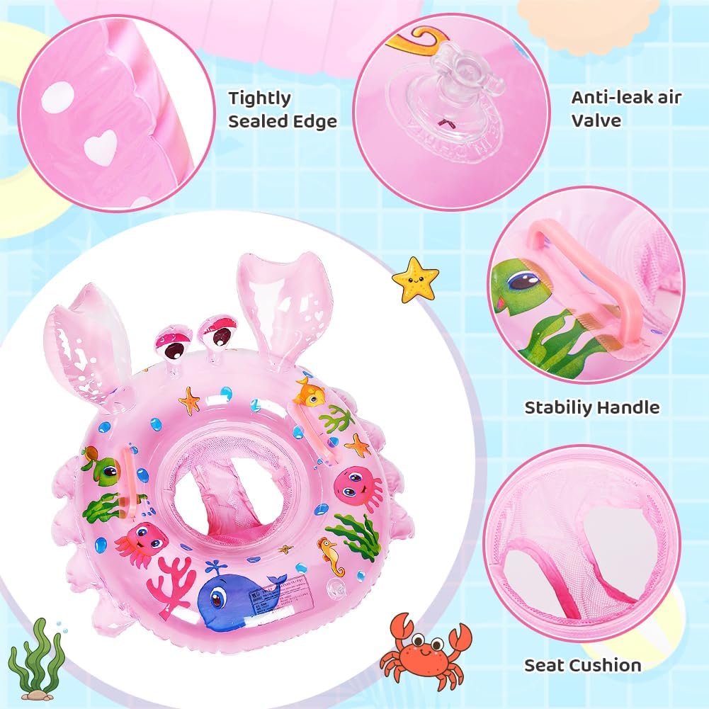 Anello di Nuoto per Bebè, Anello di Nuoto Bambini, Baby Float Salvagente Gonfiabile Giocattoli per Bebè da 1 a 3 Anni, Piscina Estiva All'aperto - Rosa