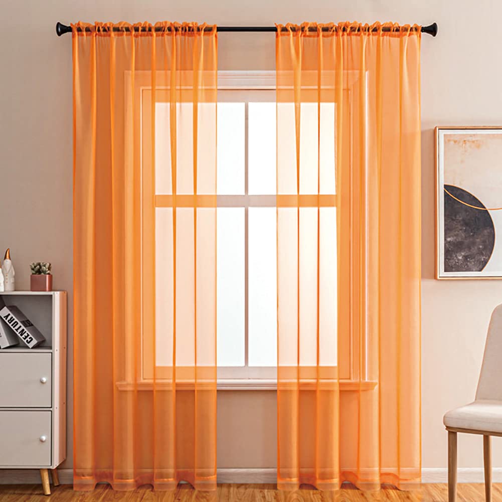 Gradiënt Oranje Gordijnen Gradiënt Kleur Gordijnen voor Slaapkamer Woonkamer voor Kinderen Jongens Meisjes Ademend Raamgordijnen Moderne Luxe Raambehandelingen W52* L 90