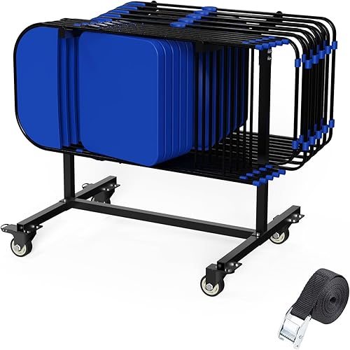 Carrito de silla plegable, carrito de almacenamiento de silla de tamaño pequeño con ruedas giratorias de 3 pulgadas, agradable para almacenar, 14