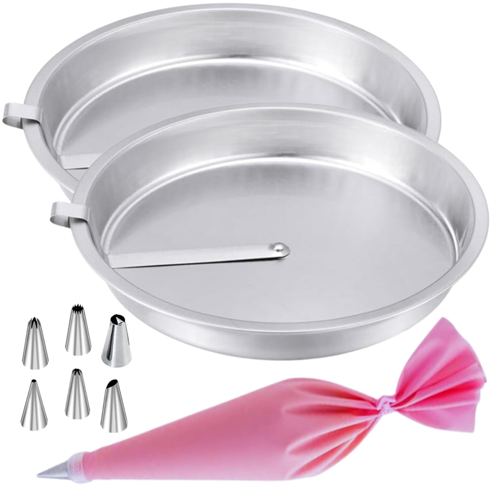 HANFCO® 2 Piece Easy Release Cake Tin with 7 Baking Accessories - 10 and 7 Inch Non-Stick Round Pan Set for Cheesecake