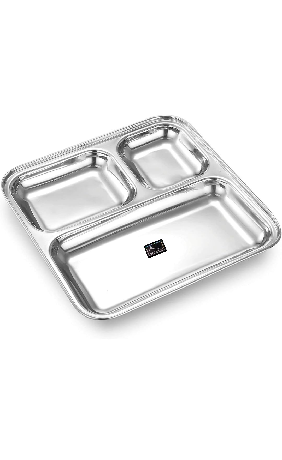Stainless Steel Square Small Dinner Plate with 3 Sections Divided Mess Trays for Kids Lunch, Camping, Events & Every Day Use in Kitchen, Street Food Counters Like Pav Bhaji, Momos, Vada pav..-picture-24
