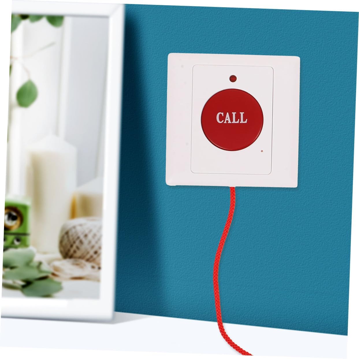 Wall Mounted Emergency Alert Button with Pull Cord, 2 Pack White