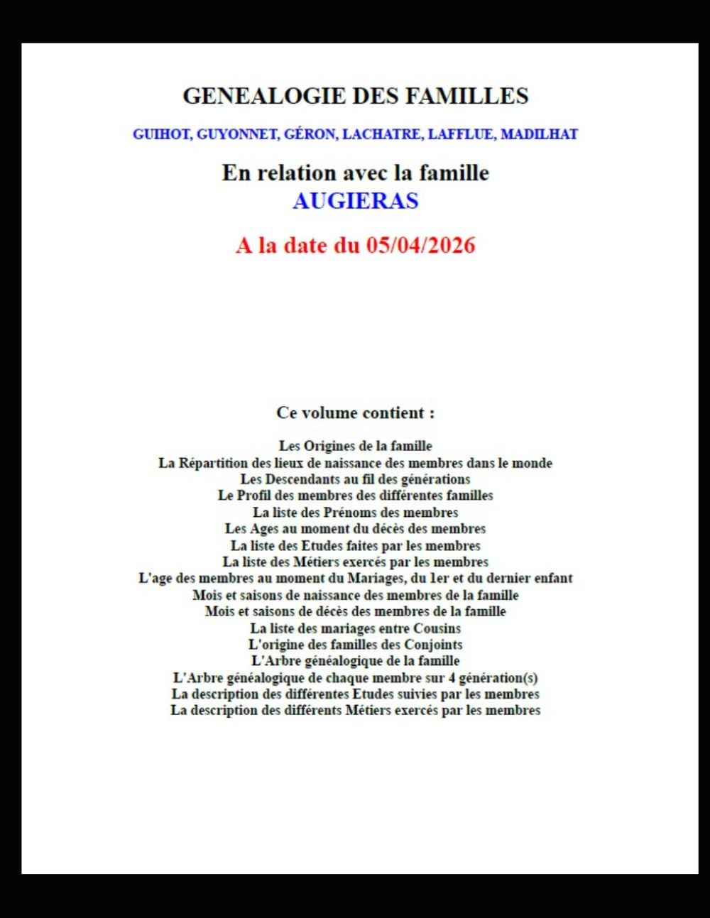 Généalogie Augiéras - Familles des conjoints - Tome III