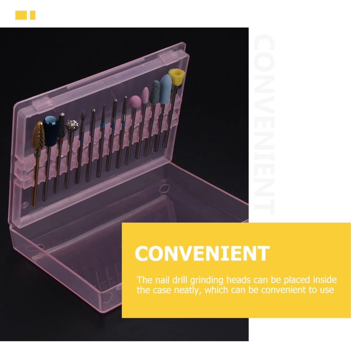 NULYLU Stylish 3 Pack Nail Drill Bits Storage Box Manicure Polish Organizer Case Nail Drill Bit Holder Stand Box Organizer