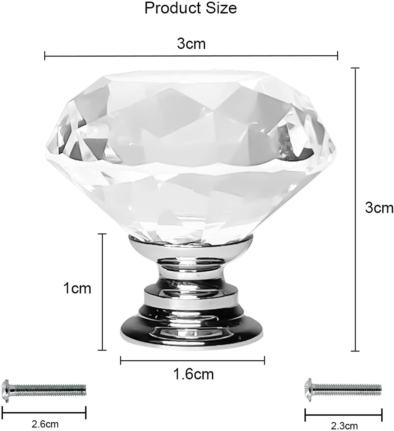 Dynasty 30mm Glass Crystal Dresser Drawer Kitchen Cabinet Door Hardware Knobs Handles - Color | Quantity Choice