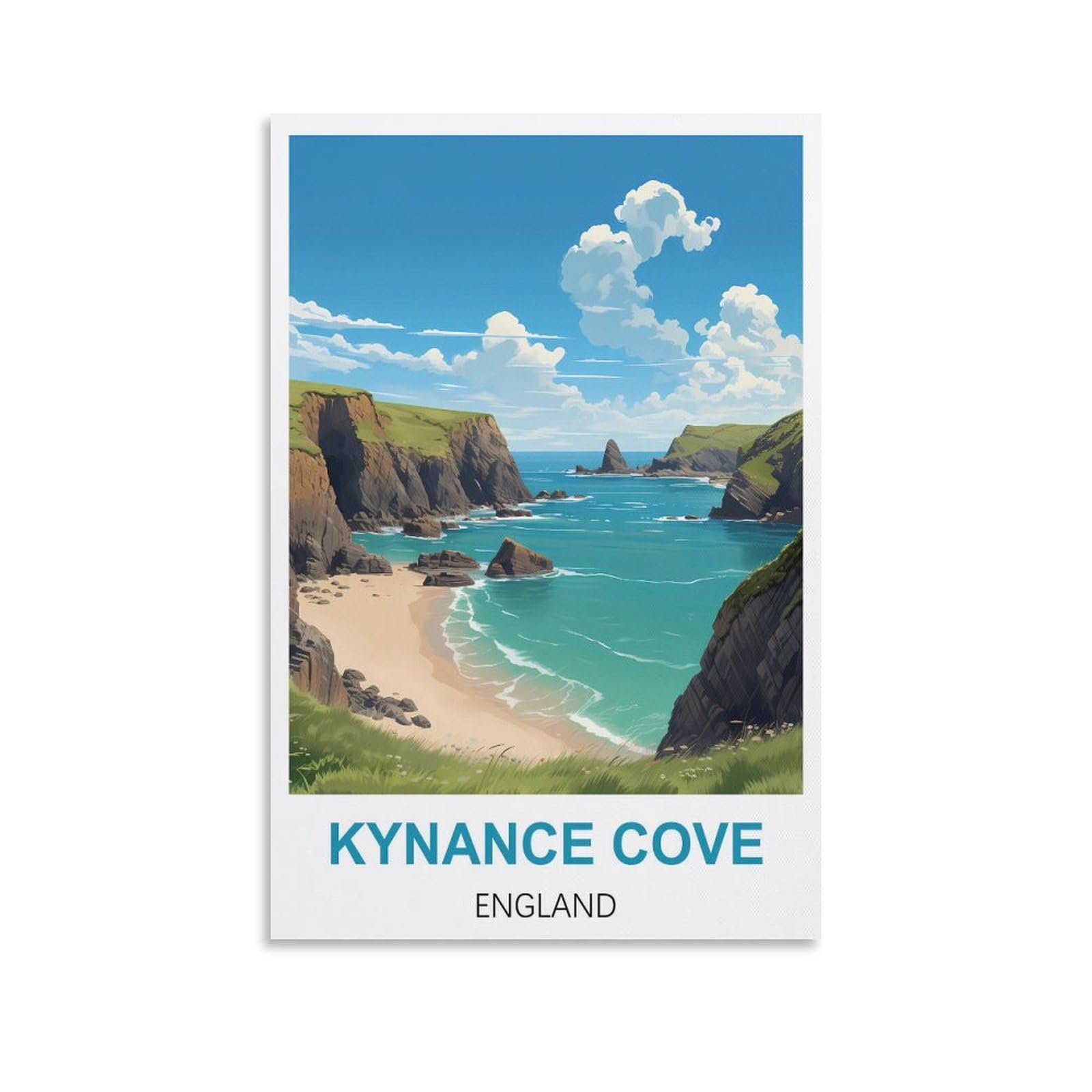 Vintage Metal Tin Sign,Kynance Cove Englands,Travel Tin Signs Metal Poster Wall Decor Office Cafe Bathroom Badroom 30x30cm