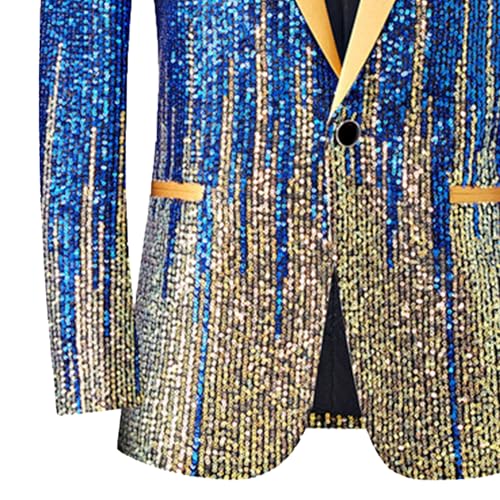 Men's Shiny Sequins One Button Shawl Lapel Suit Jacket Sequined Blazer for Dinner Prom Party Wedding3