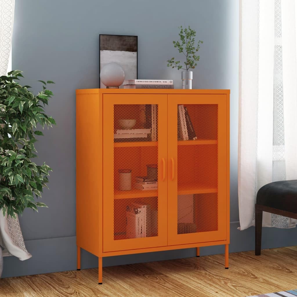 vidaXL Armoire de Rangement Placard Armoire de Stockage Meuble de Rangement Salon Salle de Séjour Intérieur Orange 80x35x101,5 cm Acier