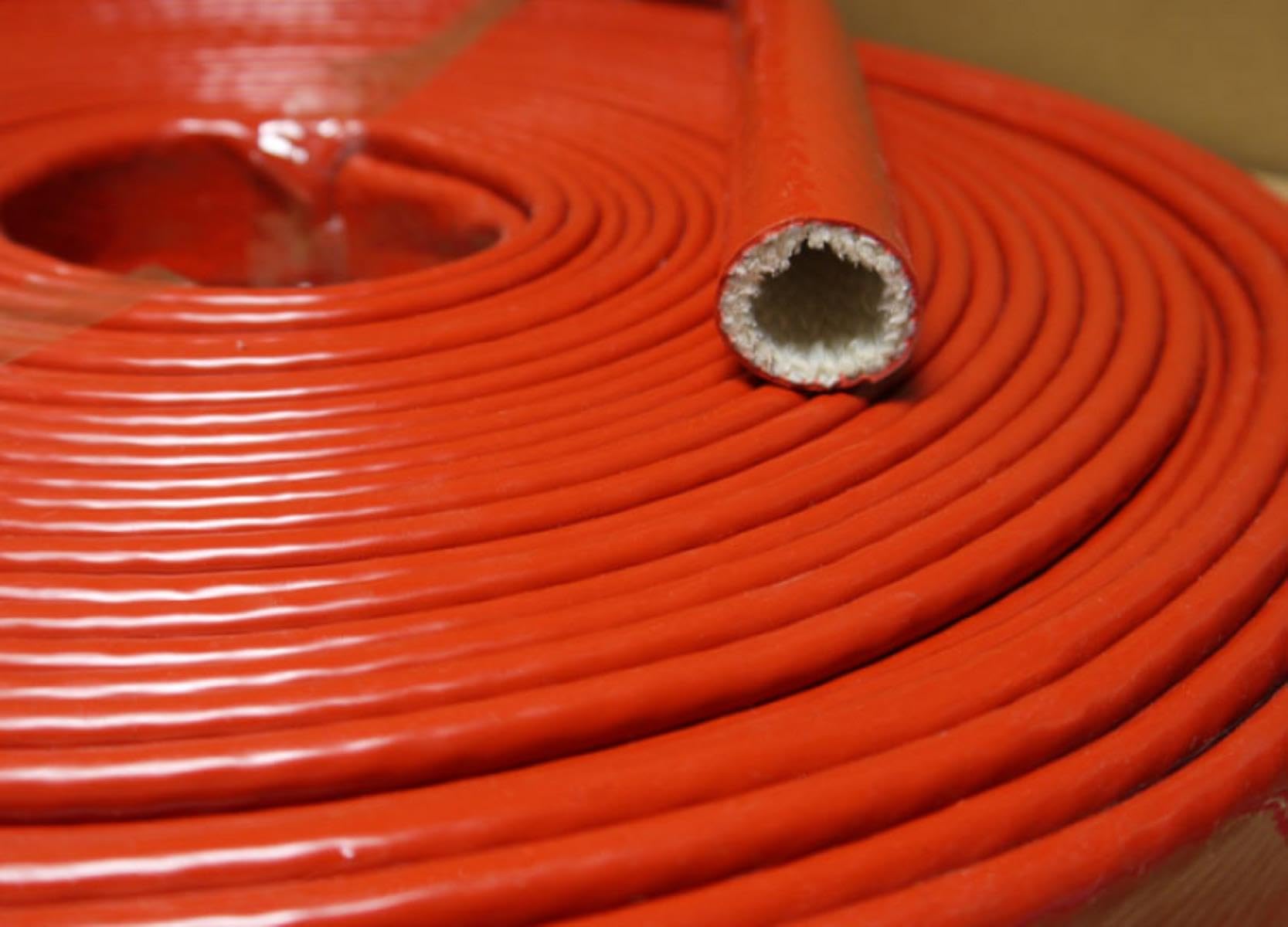 Tubo De Fibra De Vidrio Resistente A Altas Temperaturas Recubierto De Resina De Silicona Fibra De Vidrio Trenzada Funda Ignífuga Tubo De Carcasa Retardante De Fuego-Rojo,20mm,5 Metros