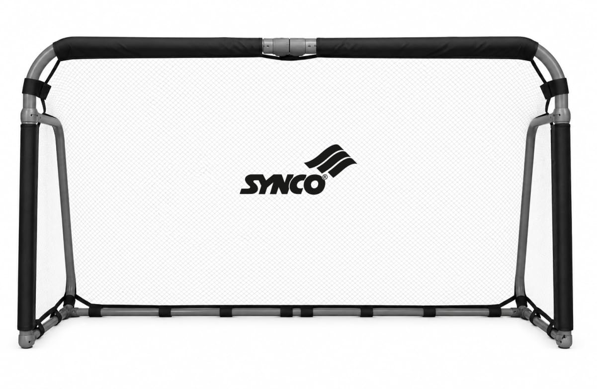 SYNCO Foldable Aluminium Football Goal Post 5 x 3 Ft | Professional Soccer Goal with Heavy-Duty 50mm Aluminium Frame, Mesh Sleeve Net, Quick Setup, Portable Training Goal-image-1