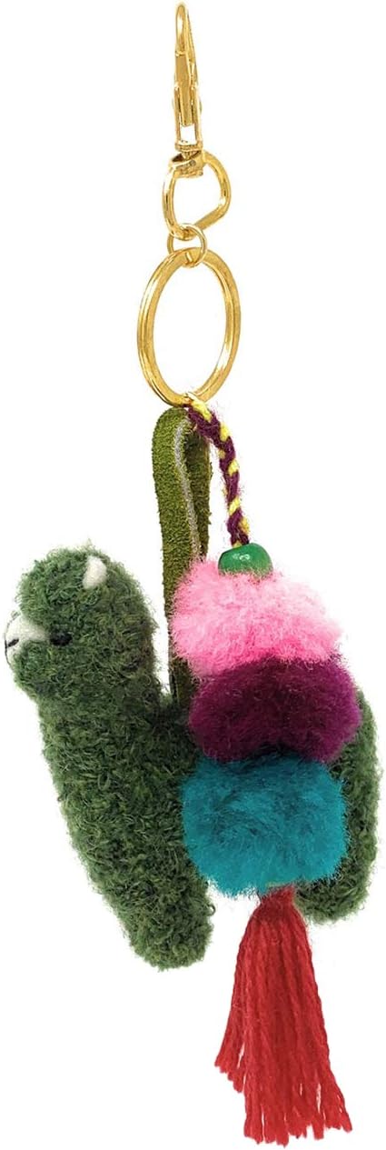 Inca Fashions - Alpaca Figure Pom-Pom Tassel Purse Charm for Handbag & Keys - Alpaca Wool - Gold