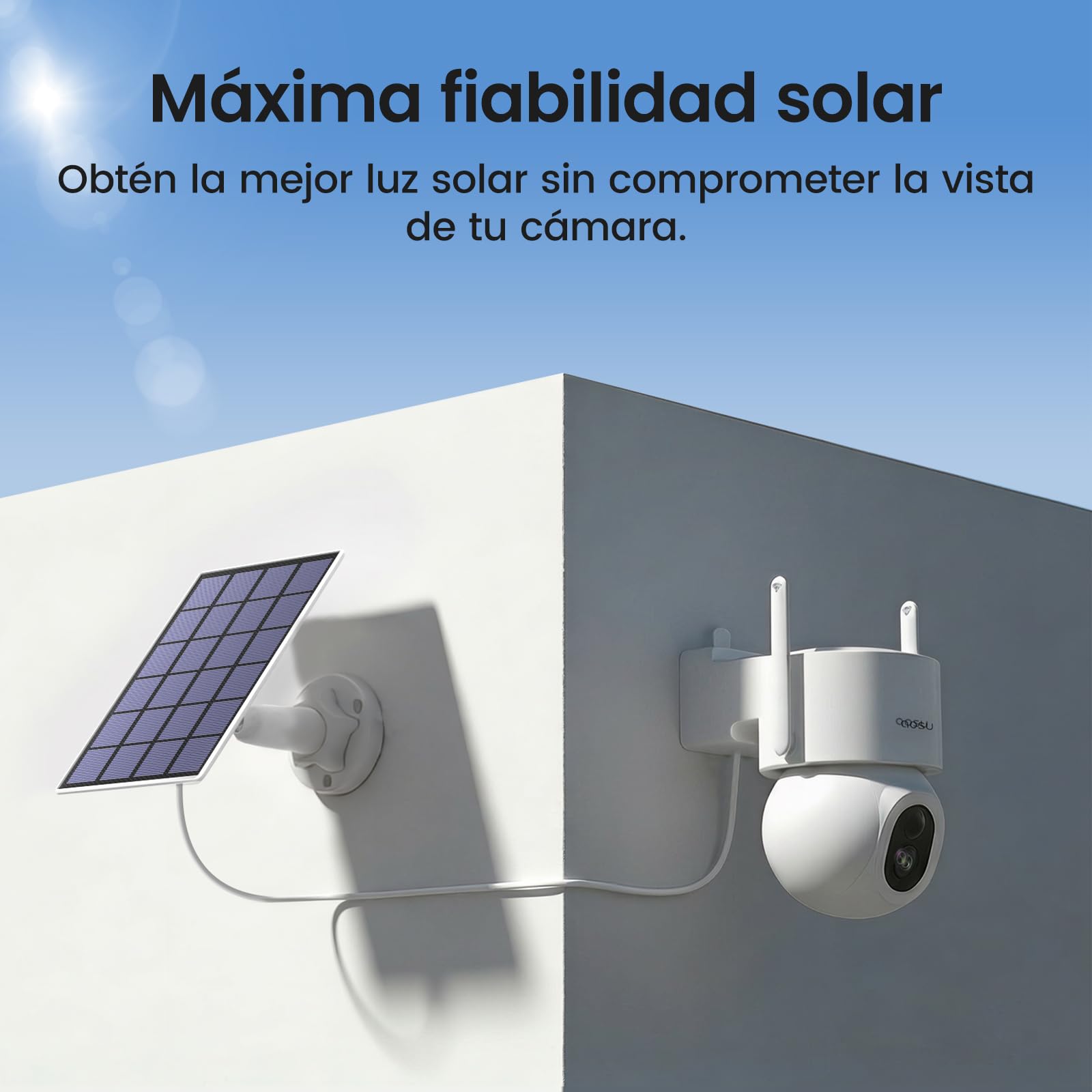 aosu Cámara Vigilancia Exterior Solar 4K 8MP UHD con batería, PTZ 360°, Panel Solar, WiFi, detección PIR, Auto Tracking, visión Nocturna Color, Audio 2 vías, Alarma IP65