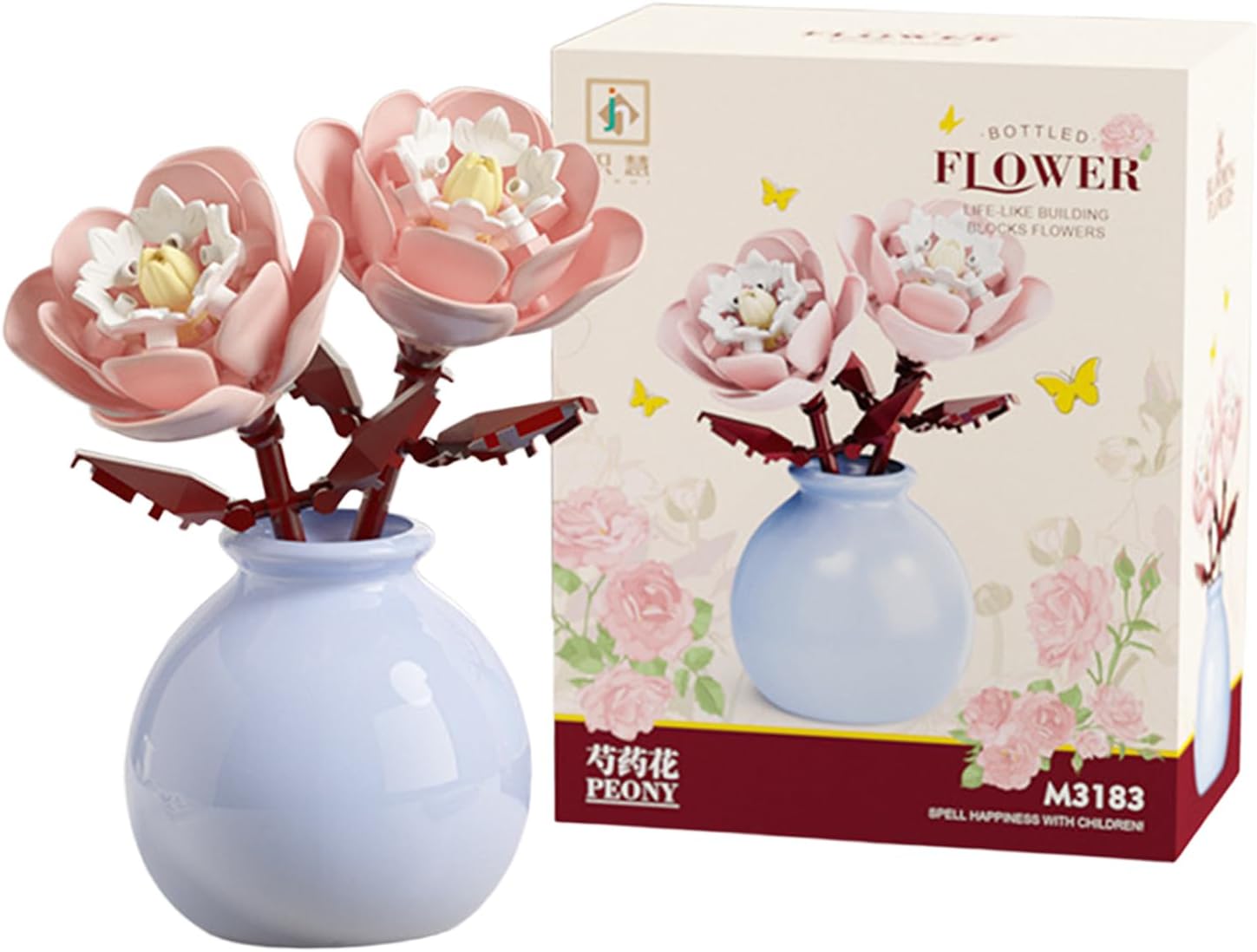 Product image of Building Blocks Plant Rose and Peony - Brick Flower Toy Set (Including Ceramic Vase), Diy Flower Bouquet Made of Environmentally Friendly Materials, Delicate Desk Decorations, gift giving preferred