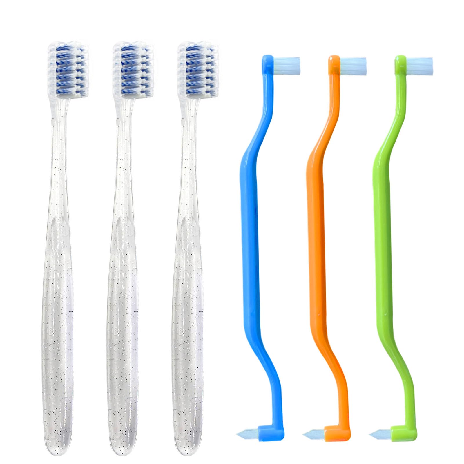 Orthodontic Toothbrush U-Shaped Soft Bristles Brush 2-in-1 Interdental Toothbrush for Brace Oral Detail Cleaning 6pcs