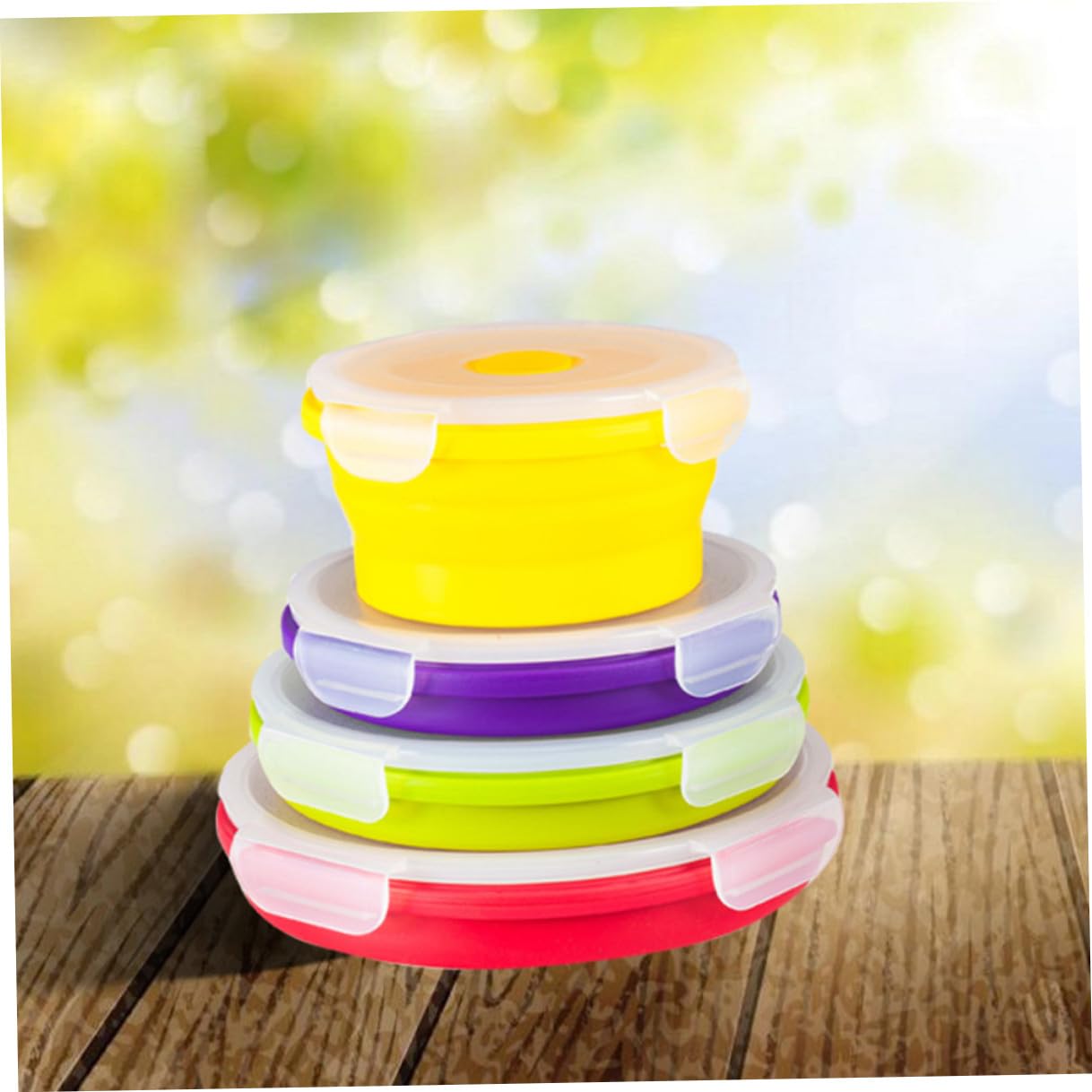 Contenitori Alimentari in Silicone 4 Pezzi, Lunch Box Pieghevoli Salvaspazio da 400ml a 1200ml, Resistenti al Microonde per Picnic e Campeggio Colore Casuale