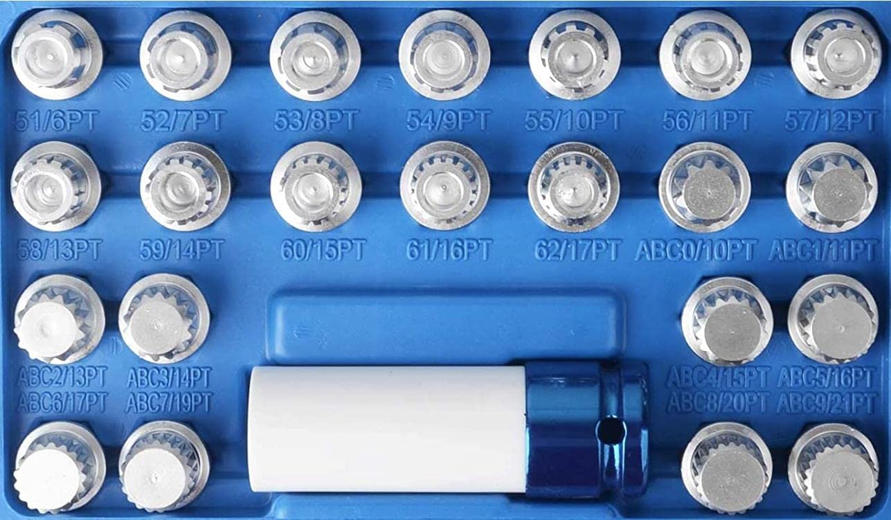 DAYUAN Juego de 23 tuercas de bloqueo de rueda, juego de llaves de extracción de tornillos antirrobo con adaptador compatible con VW Audi