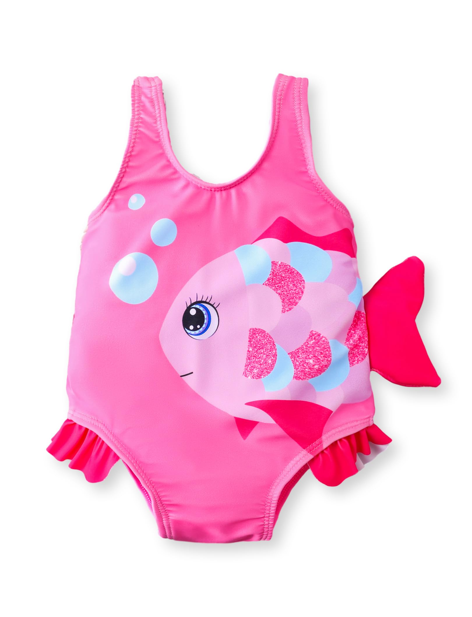 PATPAT Traje de baño de una pieza para bebé con diseño de animales infantiles y correa para colgar, 0-24 meses