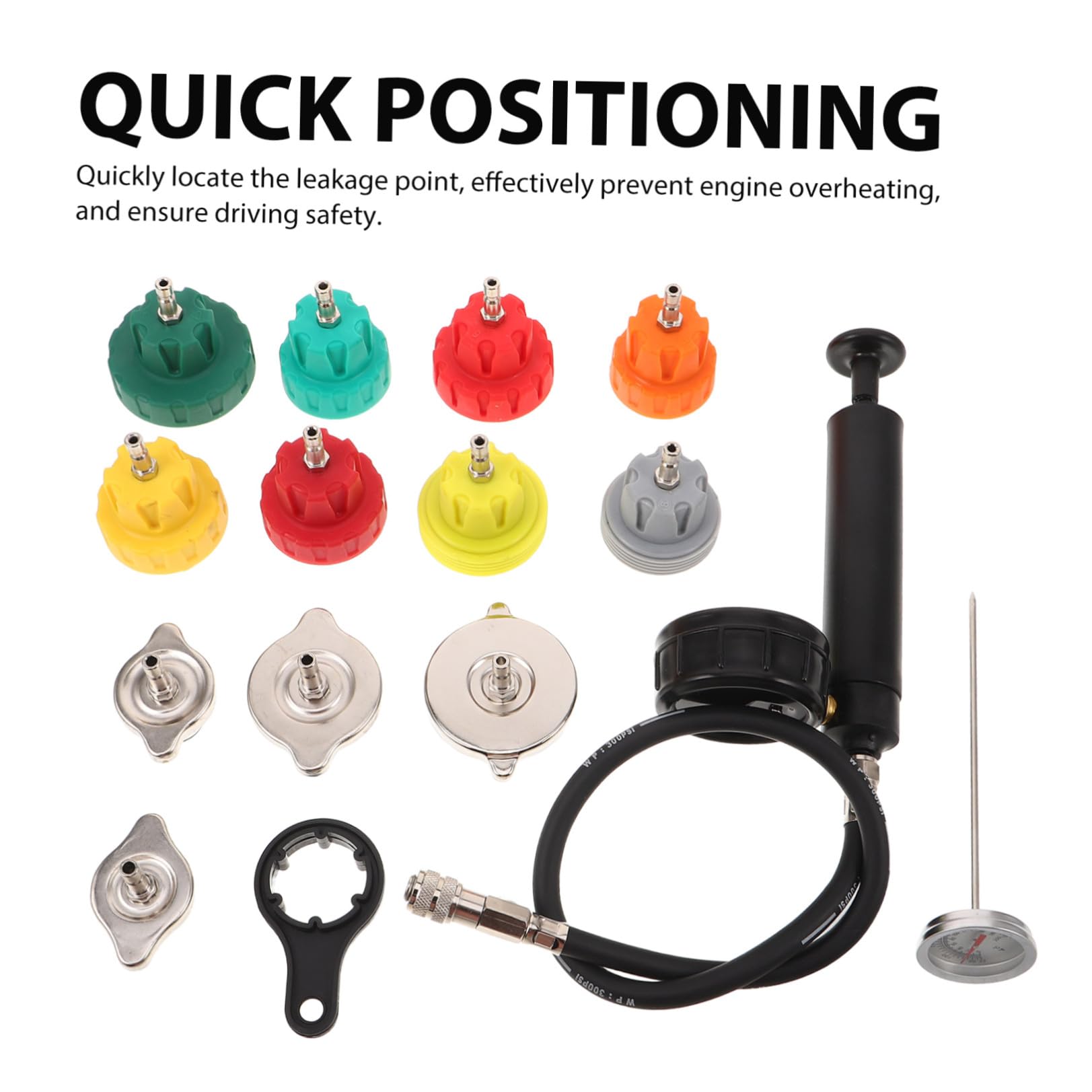 Operitacx Kit Tester Pressione Radiatore Affidabilità Termine in Metallo e Plastico per di Raffreddamento Auto, per Appassionati e Professionisti