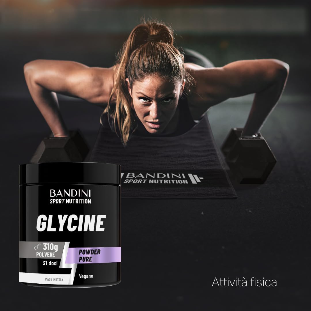 Bandini® GLICINA Polvere, Glycine Pura e Cristallina, Aiuto per il sonno, Puro Aminoacido Naturalmente Dolce, L-Glycin da 310 g, Sintesi del Collagene per Pelle e Articolazioni, Senza Additivi