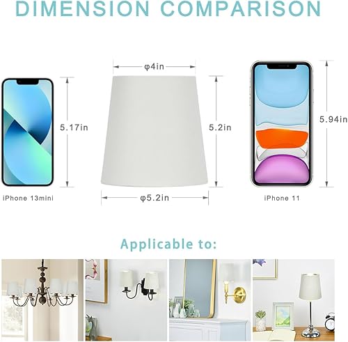 Miniatura 2 de LAMPWELL TELA - Juego de 6 pantallas de lámpara de araña con clip, barril pequeño, 5.2 x 4 x 5.2 pulgadas de alto, tela beige con forro de plástico