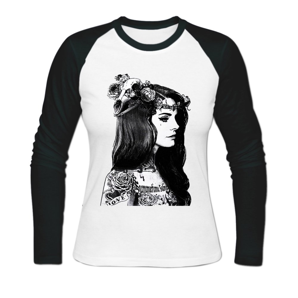 Lana Del Rey Wonderful Flower Graphic Printed Women's Long Baseball T-Shirt XXL White Apparel