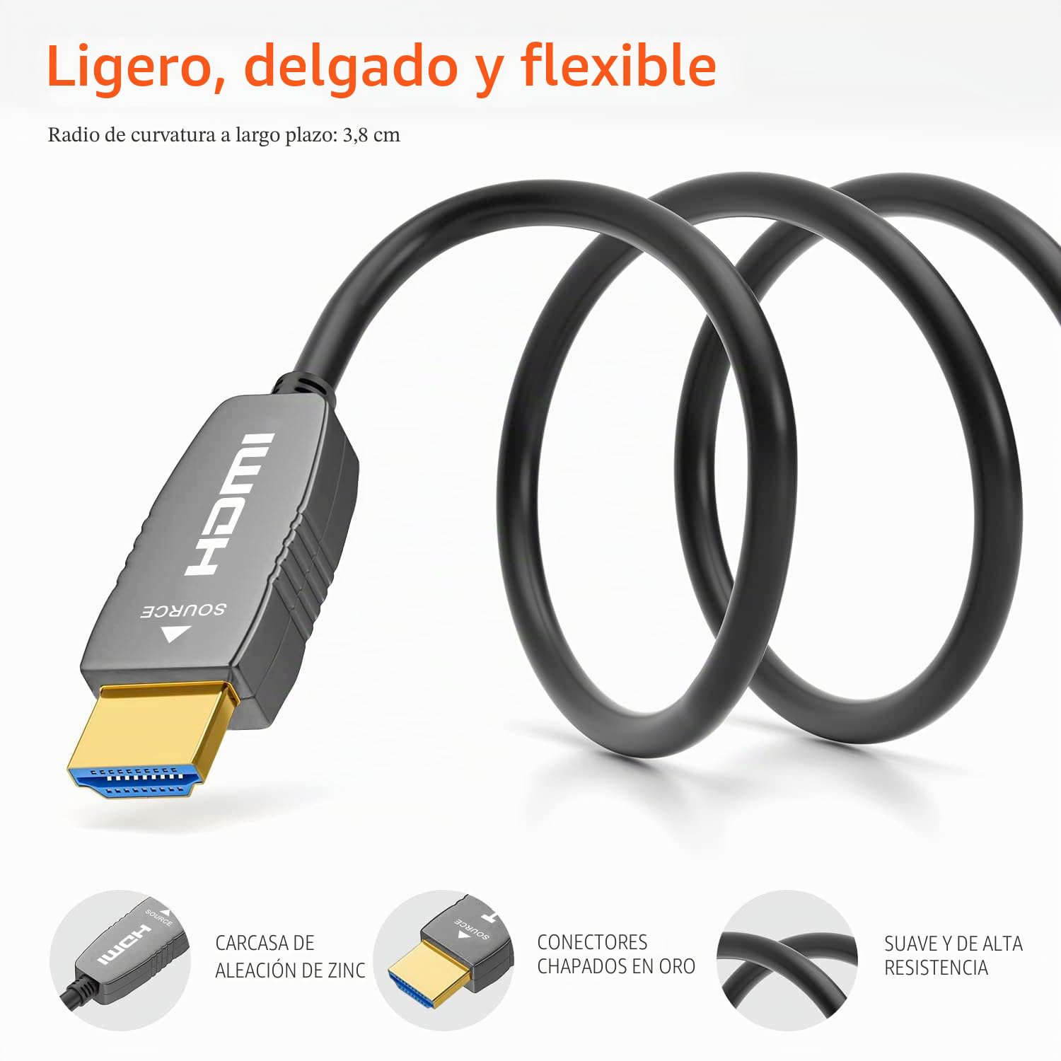 RUIPRO Cable HDMI 2.1b 8K de fibra óptica, CL2, Ultra High Speed, 10 m | 4K@120Hz, VRR y ALLM ofrecen gaming fluido; eARC aporta audio envolvente para PS5, Xbox y sistemas de cine en casa