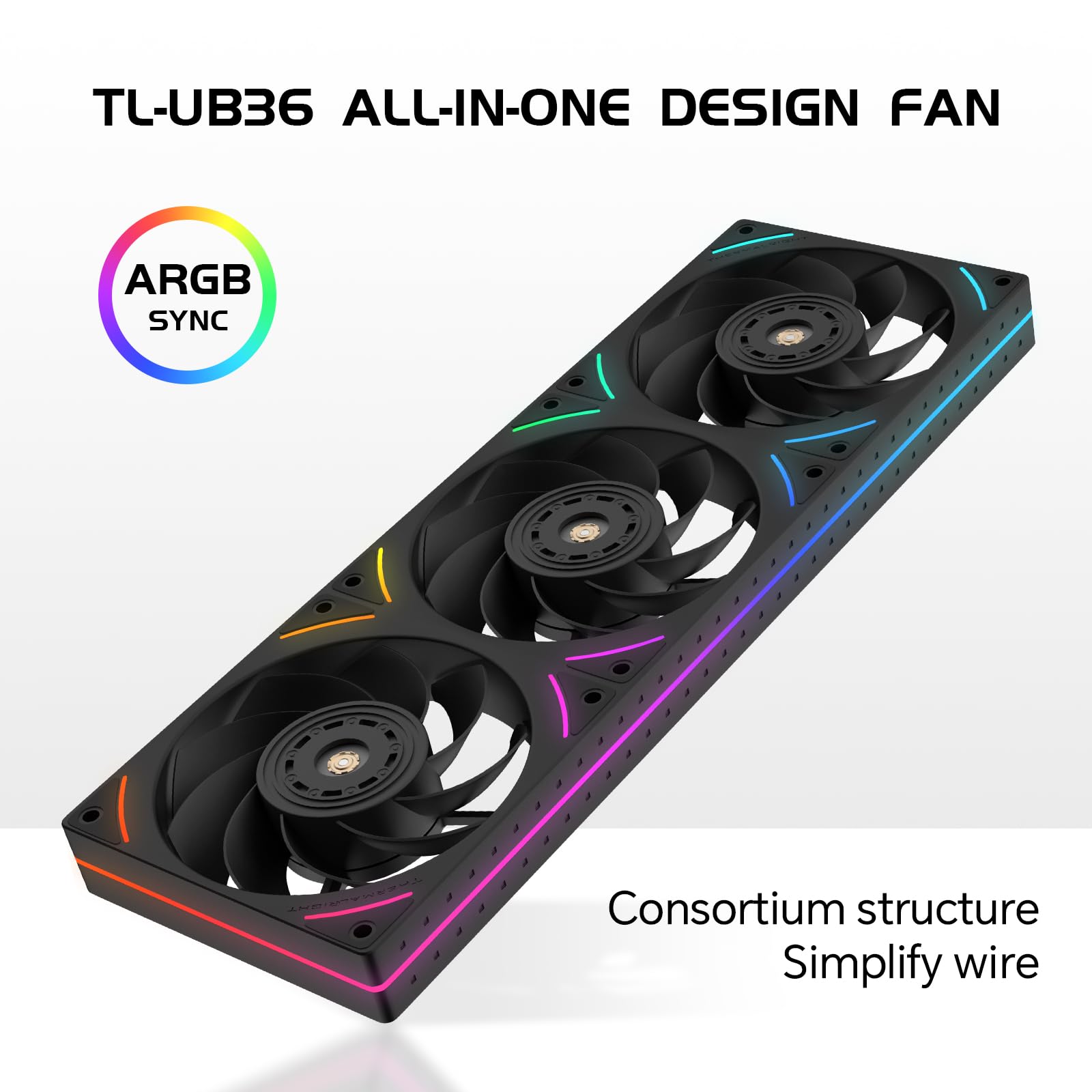 TL-UB36R Ventole per case PC a telaio singolo da 360 mm - Ventole PWM 2150 RPM | Illuminazione ARGB | Flusso d'aria elevato | Ventole di raffreddamento a cavo modulare singolo, per telaio e