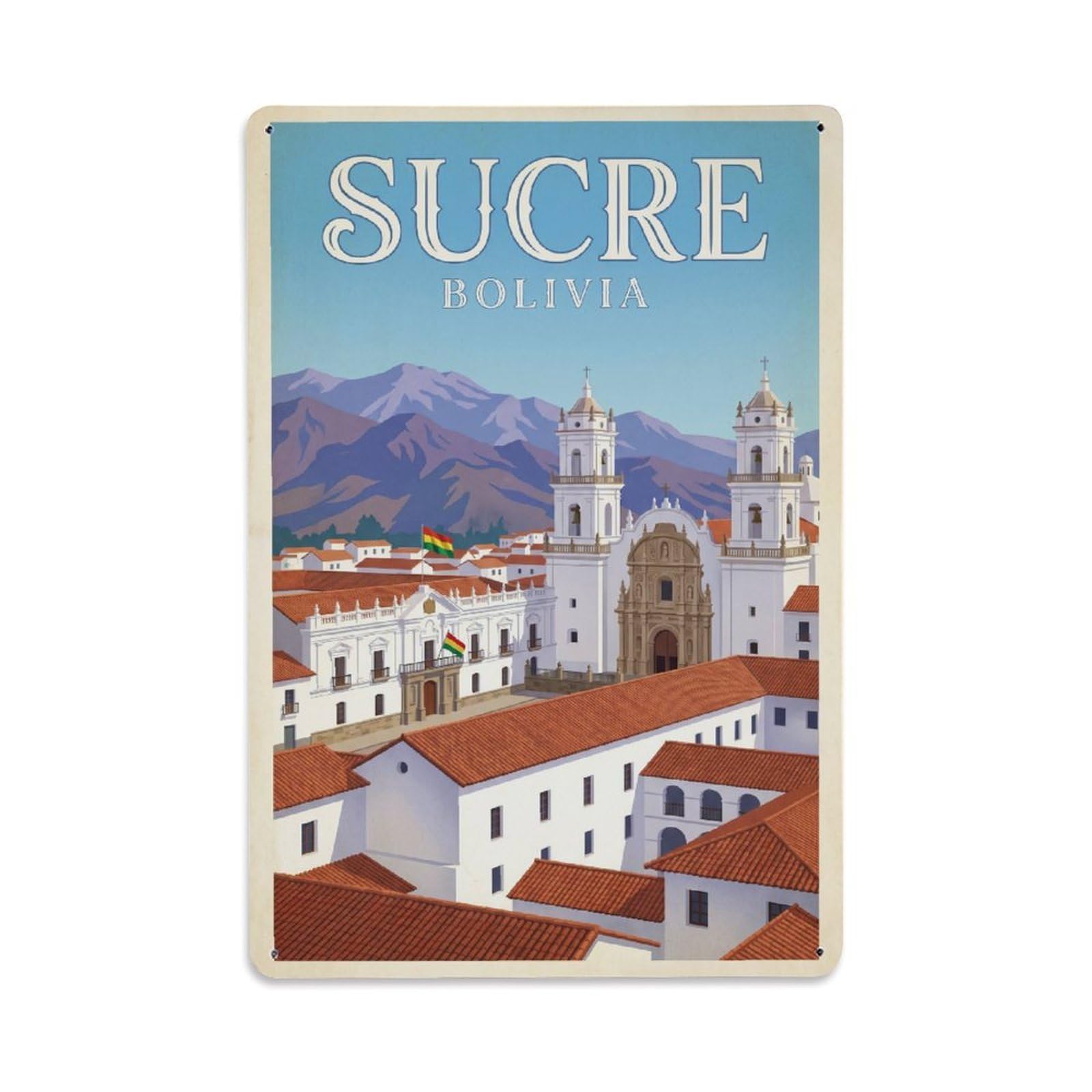 Travel Retro Bolivia Sucre Metal Tin Sign